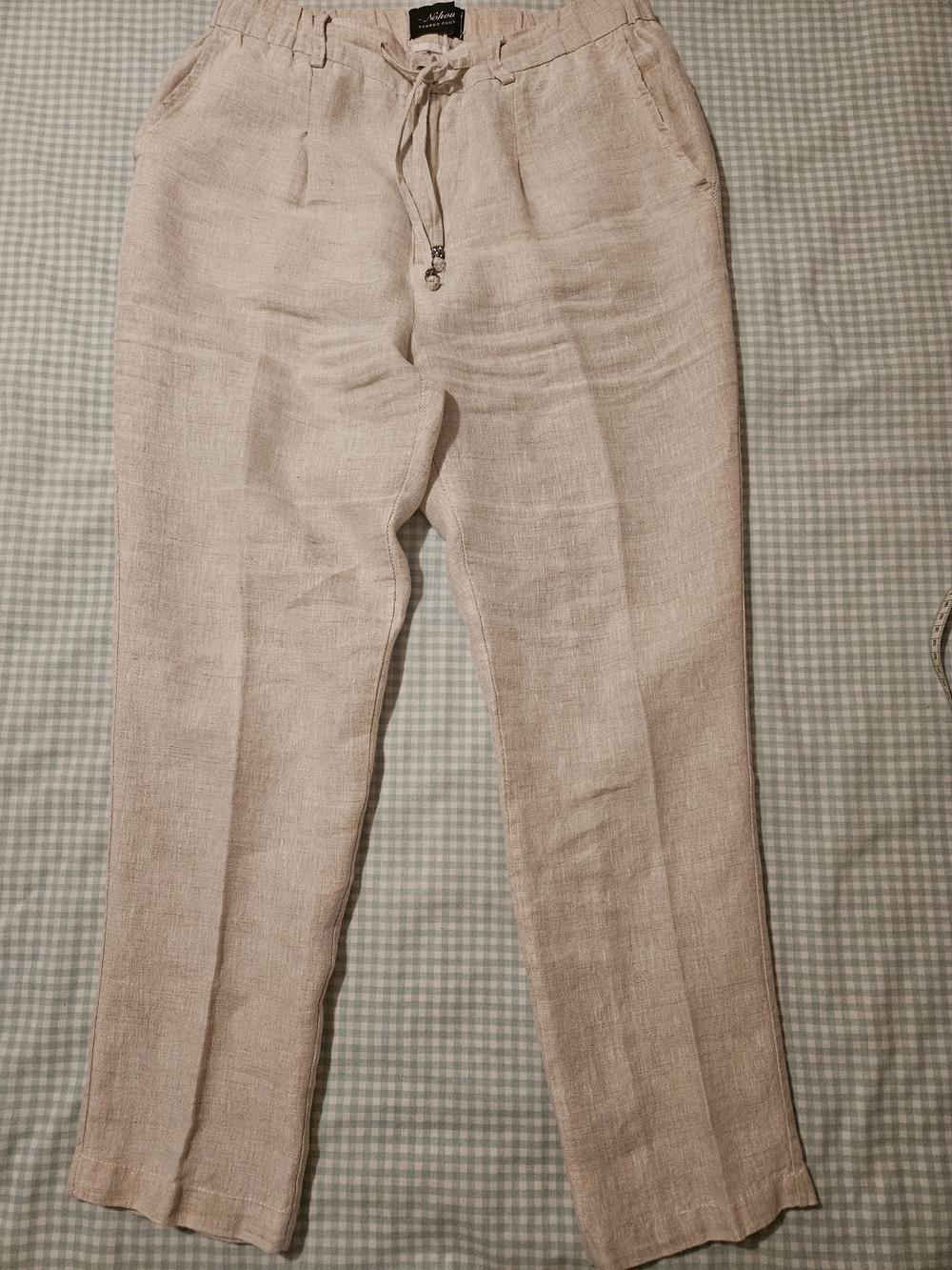 Straight-Leg Linen-Blend Pants in Light Beige - Women's